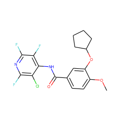 COc1ccc(C(=O)Nc2c(F)c(F)nc(F)c2Cl)cc1OC1CCCC1 ZINC000013737000