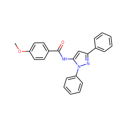 COc1ccc(C(=O)Nc2cc(-c3ccccc3)nn2-c2ccccc2)cc1 ZINC000008598812