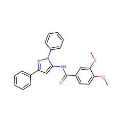 COc1ccc(C(=O)Nc2cc(-c3ccccc3)nn2-c2ccccc2)cc1OC ZINC000013704352