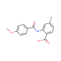 COc1ccc(C(=O)Nc2cc(Br)ccc2C(=O)O)cc1 ZINC000037742262