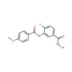 COc1ccc(C(=O)Nc2cc(C(=O)NO)ccc2Cl)cc1 ZINC000653851028