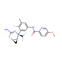 COc1ccc(C(=O)Nc2cc(C)c(F)c([C@@]3(C(F)F)N=C(N)O[C@@H]4C[C@@H]43)c2)nc1 ZINC000226079820