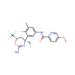 COc1ccc(C(=O)Nc2cc(C)c(F)c([C@]3(CF)C[C@@H](C(F)(F)F)OC(N)=N3)c2)nc1 ZINC000223570204