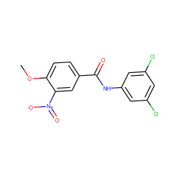 COc1ccc(C(=O)Nc2cc(Cl)cc(Cl)c2)cc1[N+](=O)[O-] ZINC000000103353