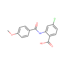 COc1ccc(C(=O)Nc2cc(Cl)ccc2C(=O)O)cc1 ZINC000004201498