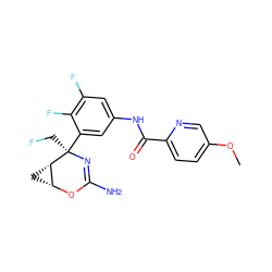 COc1ccc(C(=O)Nc2cc(F)c(F)c([C@@]3(CF)N=C(N)O[C@@H]4C[C@@H]43)c2)nc1 ZINC000226133680