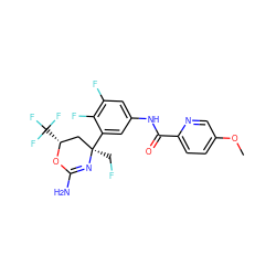 COc1ccc(C(=O)Nc2cc(F)c(F)c([C@]3(CF)C[C@@H](C(F)(F)F)OC(N)=N3)c2)nc1 ZINC000223534108