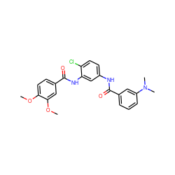 COc1ccc(C(=O)Nc2cc(NC(=O)c3cccc(N(C)C)c3)ccc2Cl)cc1OC ZINC000001483706