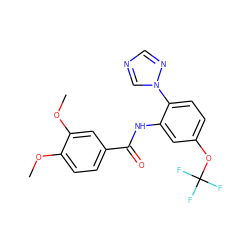 COc1ccc(C(=O)Nc2cc(OC(F)(F)F)ccc2-n2cncn2)cc1OC ZINC000914431325