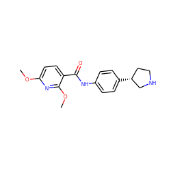 COc1ccc(C(=O)Nc2ccc([C@@H]3CCNC3)cc2)c(OC)n1 ZINC000117732597