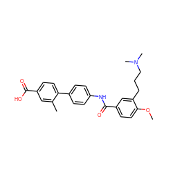 COc1ccc(C(=O)Nc2ccc(-c3ccc(C(=O)O)cc3C)cc2)cc1CCCN(C)C ZINC000001484269