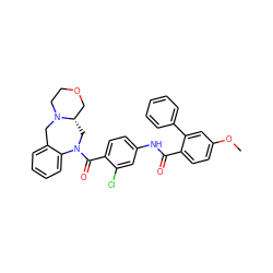 COc1ccc(C(=O)Nc2ccc(C(=O)N3C[C@H]4COCCN4Cc4ccccc43)c(Cl)c2)c(-c2ccccc2)c1 ZINC000026659214