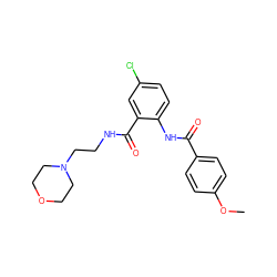 COc1ccc(C(=O)Nc2ccc(Cl)cc2C(=O)NCCN2CCOCC2)cc1 ZINC000019908646