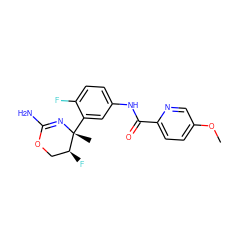 COc1ccc(C(=O)Nc2ccc(F)c([C@@]3(C)N=C(N)OC[C@@H]3F)c2)nc1 ZINC000169702949