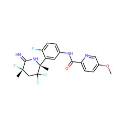 COc1ccc(C(=O)Nc2ccc(F)c([C@@]3(C)NC(=N)[C@@](C)(F)CC3(F)F)c2)nc1 ZINC001772585581