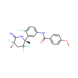 COc1ccc(C(=O)Nc2ccc(F)c([C@@]3(C)NC(=N)[C@](C)(F)CC3(F)F)c2)cc1 ZINC001772583608