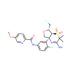 COc1ccc(C(=O)Nc2ccc(F)c([C@]34CO[C@H](CF)[C@H]3S(=O)(=O)C(C)(C)C(N)=N4)c2)nc1 ZINC000217105684