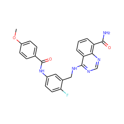 COc1ccc(C(=O)Nc2ccc(F)c(CNc3ncnc4c(C(N)=O)cccc34)c2)cc1 ZINC000114346626