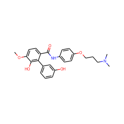 COc1ccc(C(=O)Nc2ccc(OCCCN(C)C)cc2)c(-c2cccc(O)c2)c1O ZINC000299855838