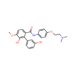 COc1ccc(C(=O)Nc2ccc(OCCN(C)C)cc2)c(-c2cccc(O)c2)c1O ZINC000299855011