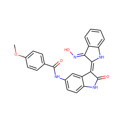 COc1ccc(C(=O)Nc2ccc3c(c2)/C(=C2/Nc4ccccc4/C2=N\O)C(=O)N3)cc1 ZINC000653856855