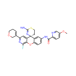 COc1ccc(C(=O)Nc2ccc3c(c2)[C@@]2(CCSC(N)=N2)c2cc(C4=CCCOC4)nc(F)c2O3)nc1 ZINC000205165235