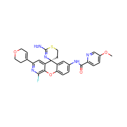 COc1ccc(C(=O)Nc2ccc3c(c2)[C@@]2(CCSC(N)=N2)c2cc(C4=CCOCC4)nc(F)c2O3)nc1 ZINC000205162691