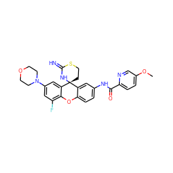 COc1ccc(C(=O)Nc2ccc3c(c2)[C@]2(CCSC(=N)N2)c2cc(N4CCOCC4)cc(F)c2O3)nc1 ZINC001772614020