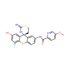 COc1ccc(C(=O)Nc2ccc3c(c2)[C@]2(CCSC(=N)N2)c2cc(O)cc(F)c2O3)nc1 ZINC001772593872