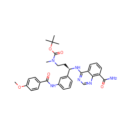 COc1ccc(C(=O)Nc2cccc([C@@H](CCN(C)C(=O)OC(C)(C)C)Nc3ncnc4c(C(N)=O)cccc34)c2)cc1 ZINC000166966696