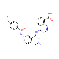 COc1ccc(C(=O)Nc2cccc([C@@H](CN(C)C)Nc3ncnc4c(C(N)=O)cccc34)c2)cc1 ZINC000114344316