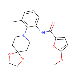 COc1ccc(C(=O)Nc2cccc(C)c2N2CCC3(CC2)OCCO3)o1 ZINC000062241976