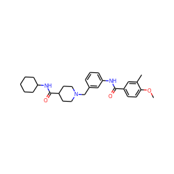 COc1ccc(C(=O)Nc2cccc(CN3CCC(C(=O)NC4CCCCC4)CC3)c2)cc1C ZINC001772606298