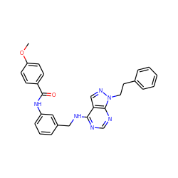 COc1ccc(C(=O)Nc2cccc(CNc3ncnc4c3cnn4CCc3ccccc3)c2)cc1 ZINC000103253426
