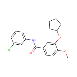 COc1ccc(C(=O)Nc2cccc(Cl)c2)cc1OC1CCCC1 ZINC000013736939