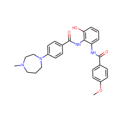 COc1ccc(C(=O)Nc2cccc(O)c2NC(=O)c2ccc(N3CCCN(C)CC3)cc2)cc1 ZINC000070647134