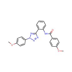 COc1ccc(C(=O)Nc2ccccc2-c2nnn(-c3ccc(OC)cc3)n2)cc1 ZINC001772641564