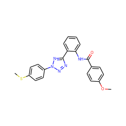 COc1ccc(C(=O)Nc2ccccc2-c2nnn(-c3ccc(SC)cc3)n2)cc1 ZINC001772573021