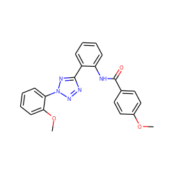 COc1ccc(C(=O)Nc2ccccc2-c2nnn(-c3ccccc3OC)n2)cc1 ZINC000299852355