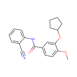 COc1ccc(C(=O)Nc2ccccc2C#N)cc1OC1CCCC1 ZINC000013736965