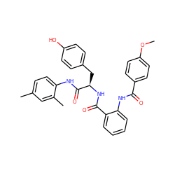 COc1ccc(C(=O)Nc2ccccc2C(=O)N[C@H](Cc2ccc(O)cc2)C(=O)Nc2ccc(C)cc2C)cc1 ZINC000000846684