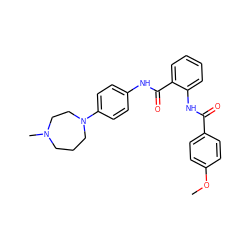 COc1ccc(C(=O)Nc2ccccc2C(=O)Nc2ccc(N3CCCN(C)CC3)cc2)cc1 ZINC000073165318