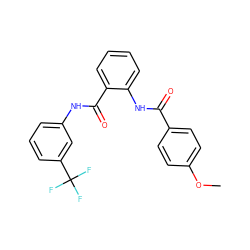 COc1ccc(C(=O)Nc2ccccc2C(=O)Nc2cccc(C(F)(F)F)c2)cc1 ZINC000001149658