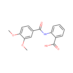 COc1ccc(C(=O)Nc2ccccc2C(=O)O)cc1OC ZINC000000188482