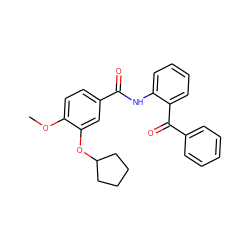 COc1ccc(C(=O)Nc2ccccc2C(=O)c2ccccc2)cc1OC1CCCC1 ZINC000013736963