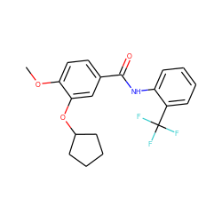 COc1ccc(C(=O)Nc2ccccc2C(F)(F)F)cc1OC1CCCC1 ZINC000000605605