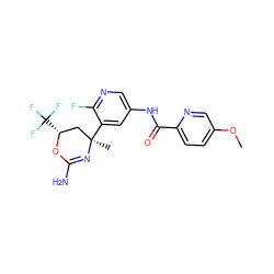 COc1ccc(C(=O)Nc2cnc(F)c([C@]3(C)C[C@@H](C(F)(F)F)OC(N)=N3)c2)nc1 ZINC000223551399