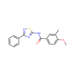 COc1ccc(C(=O)Nc2nc(-c3ccccc3)ns2)cc1C ZINC000013672136