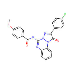 COc1ccc(C(=O)Nc2nc3ccccc3n3c(=O)c(-c4ccc(Cl)cc4)nn23)cc1 ZINC000028862582