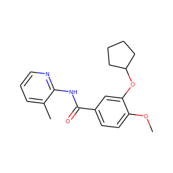 COc1ccc(C(=O)Nc2ncccc2C)cc1OC1CCCC1 ZINC000013737004